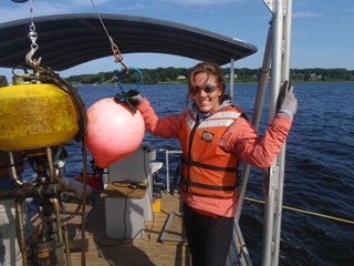 Ashley Meyer working on the Muskegon Lake Observatory